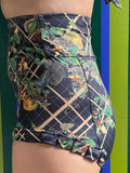 Kron by Kronkron Dita Highrise Bikini Bottom in House of Bug print worn as a high-rise bikini bottom side view