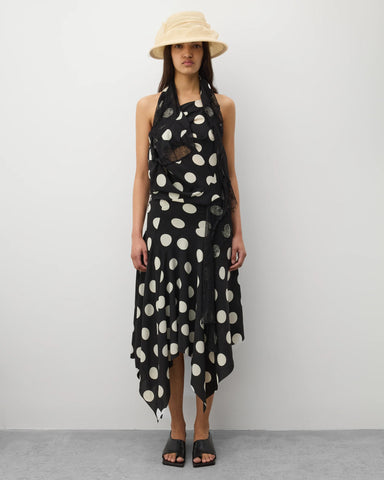Junya Watanabe Halter Neck Polka Dot Dress Black/White