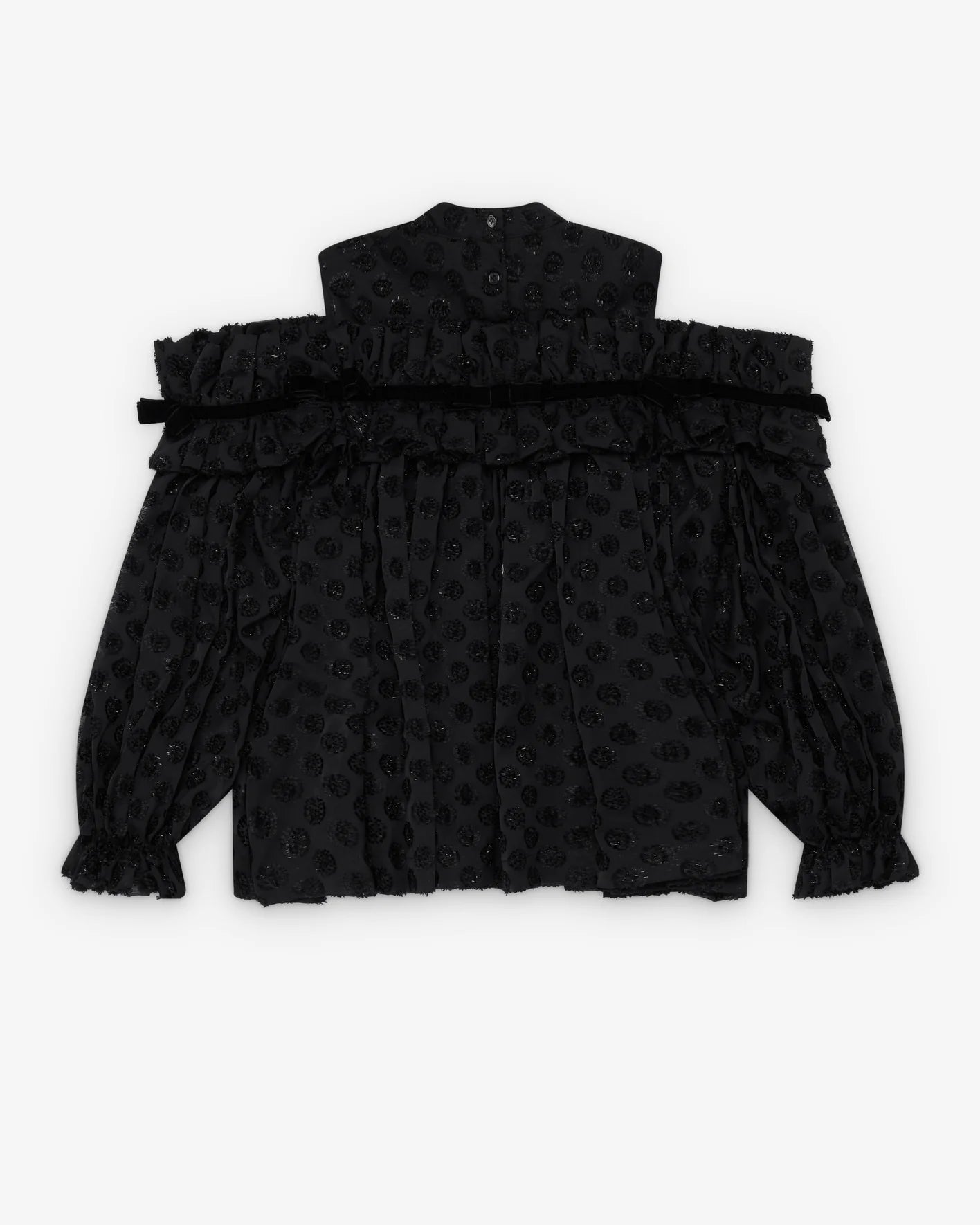 Women's Polka Dots Jacquard Blouse Black