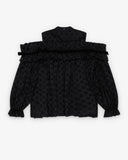 Women's Polka Dots Jacquard Blouse Black