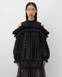 Women's Polka Dots Jacquard Blouse Black