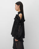 Women's Polka Dots Jacquard Blouse Black