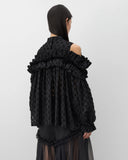Women's Polka Dots Jacquard Blouse Black