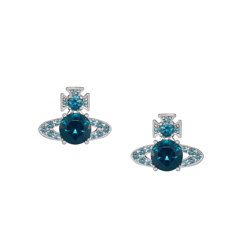 ISMENE Earrings Platinum/Dark blue cz