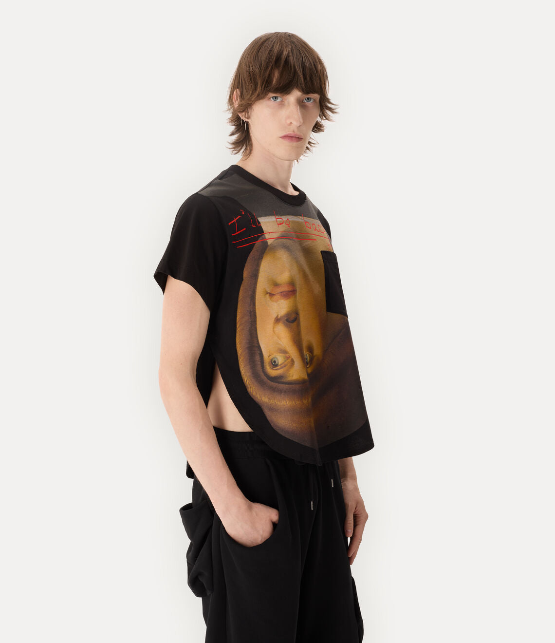 Upside Down Head Circle Hem T-shirt