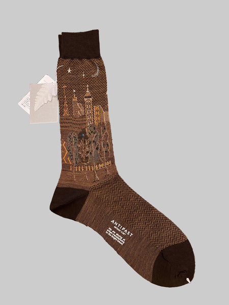 ANTIPAST City Scape Mens sock Brown