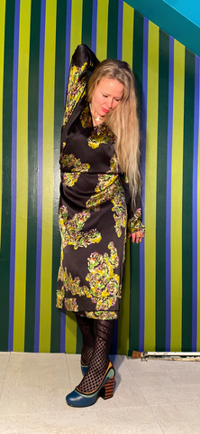 Jazz wrap dress Silksatin- Dulskin+ Dulblóm