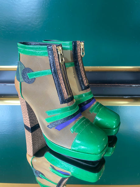 Square toe boots Green multi