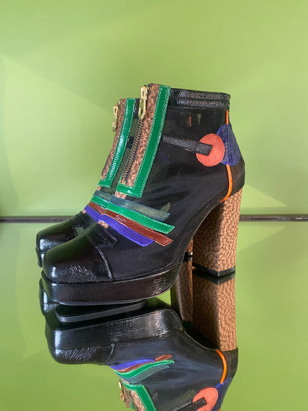 Square toe boots Black/Multi