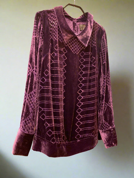 Janis Blouse- Deep Purple  silk velvet