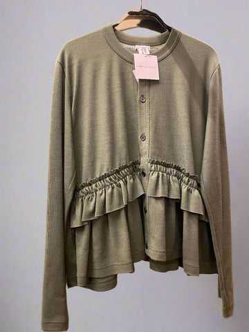 Frill Hem Cardigan green