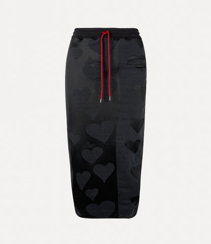 Pleat Skirt in Black Heart Stripe