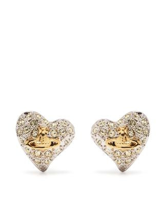 Tiny Diamante Heart Earrings platinum/gold