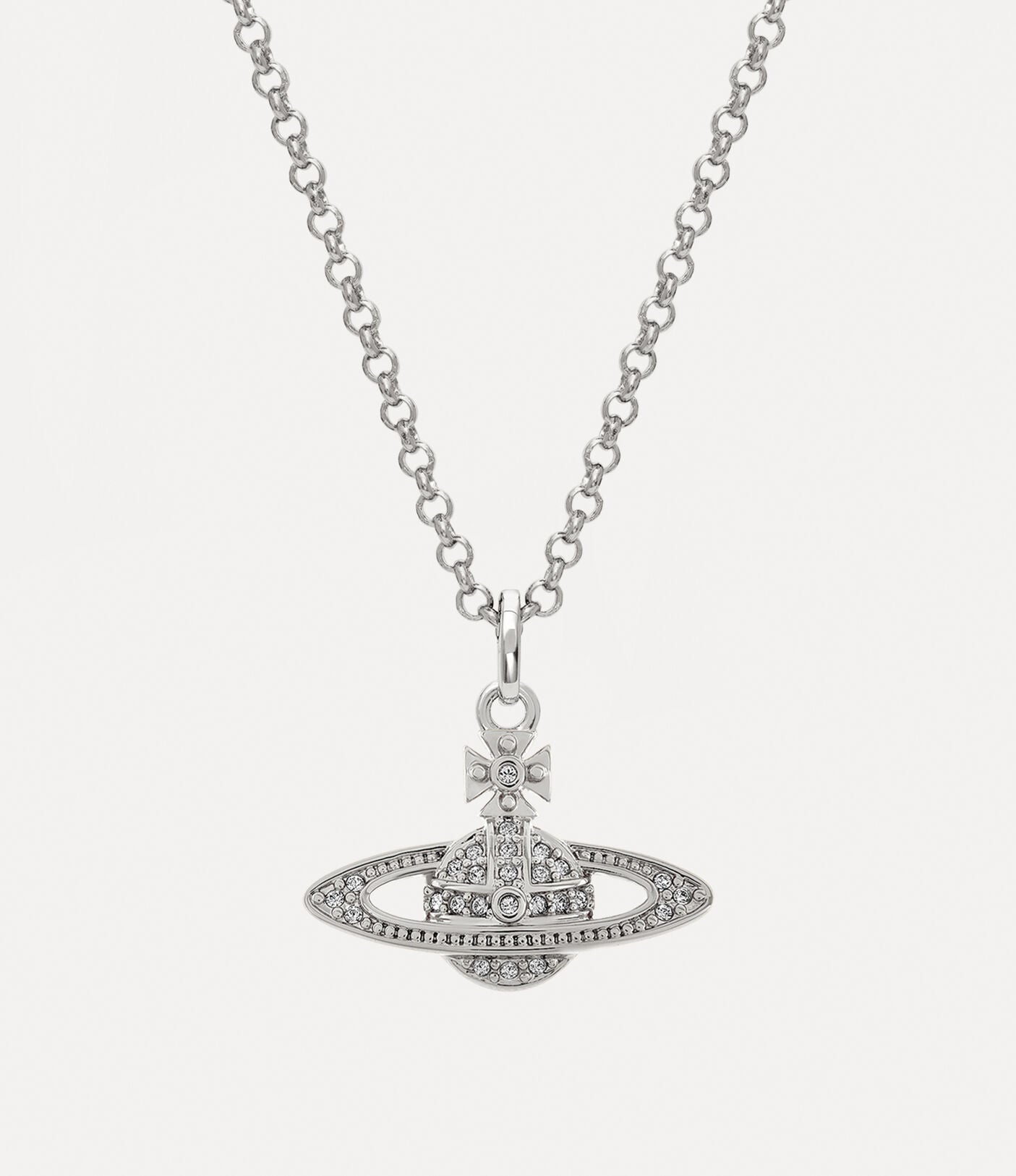 Mini bas relief pendant Platinum/crystal