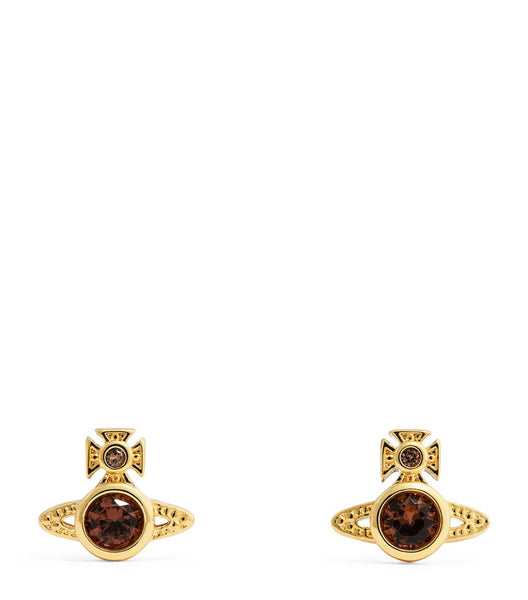 London Orb Earrings Gold/Topaz brown
