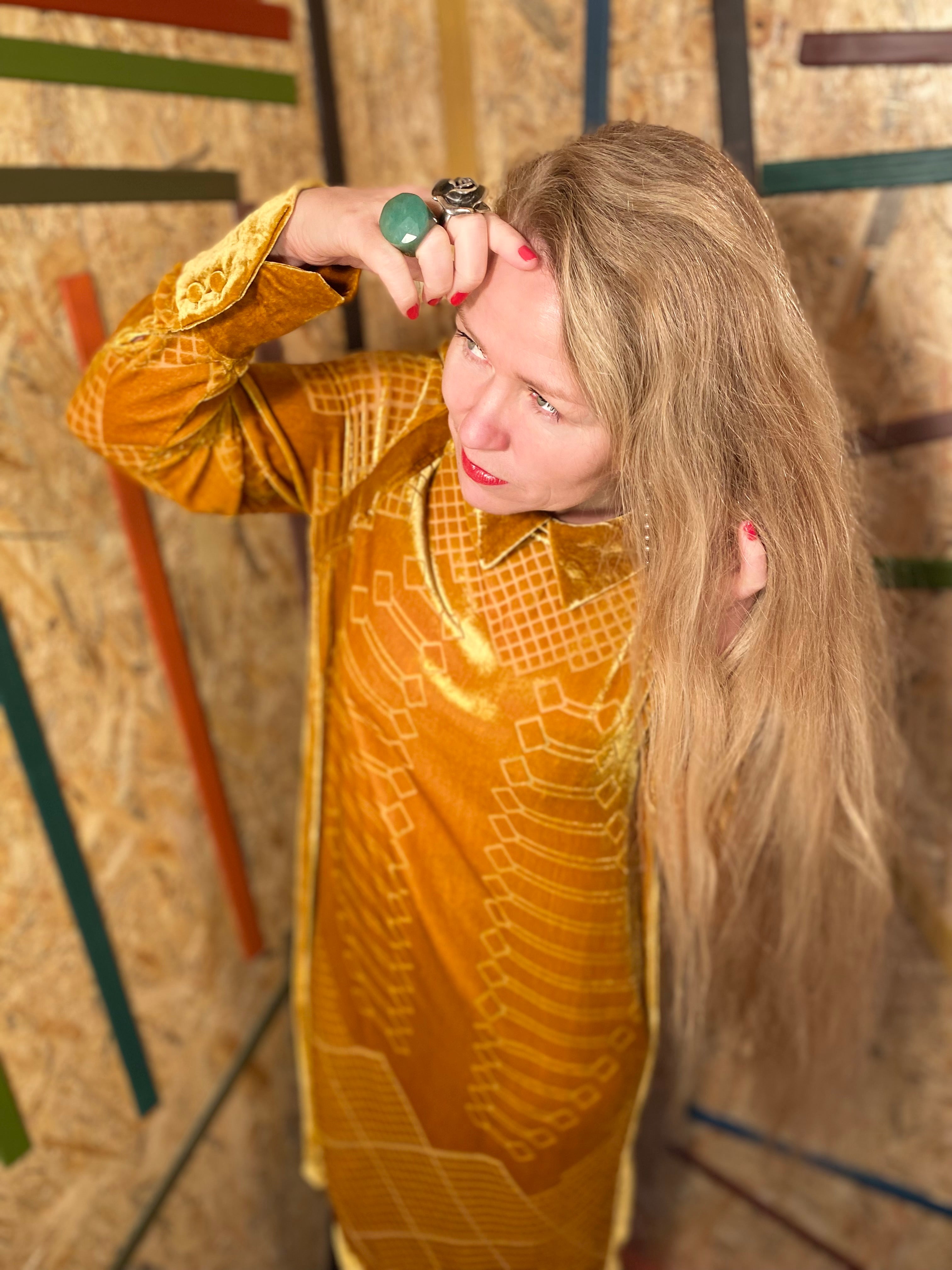 Janis- Golden Yellow silk velvet