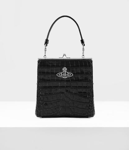 Queeny Square Frame Purse Black
