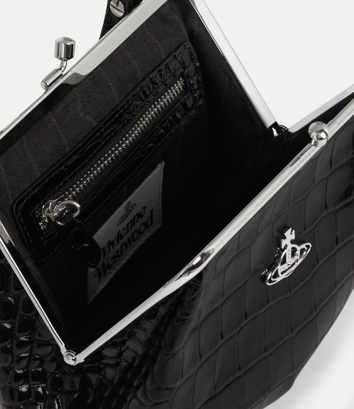 Granny Frame purse Black embossed