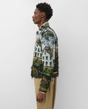 Side worn
Junya Watanabe Man House Jacket in multi shown from the side with distressed detailing