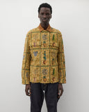Worn front
Junya Watanabe Man Plant Pot Tapestry Jacket in brown with tapestry weave and contrast corduroy collar