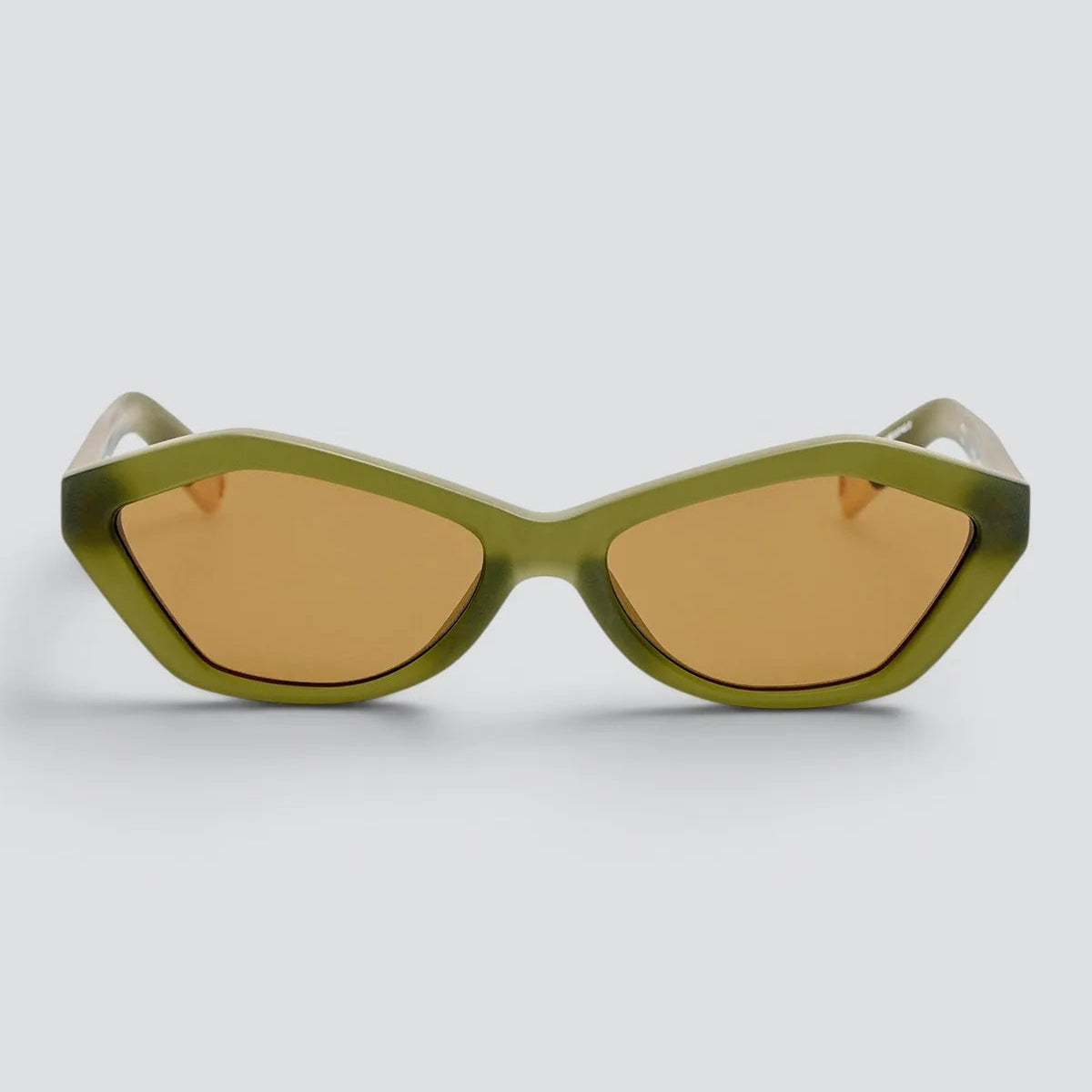 Jacquemus Bambino sunglasses in sanded green acetate with brown lenses, front view
