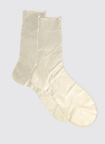 Maria La Rosa One Ribbed Laminated Mare Socks - Platino