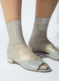 Maria La Rosa One Ribbed Laminated Mare Socks - Platino