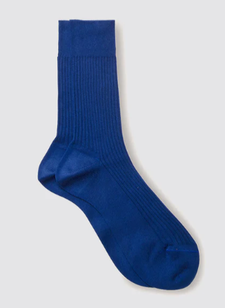 Maria La Rosa Ribbed Organic Cotton Bluette socks in bright blue with a ribbed texture