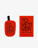 Comme des Garçons To Vetiver Eau de Parfum bottle & box in signature red design