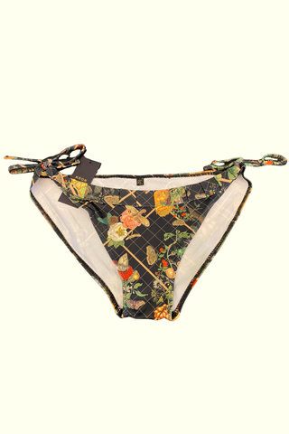 Kron by Kronkron Trixy Triangle Bikini Bottom in Family Bug print with adjustable side ties and pleated waist detail