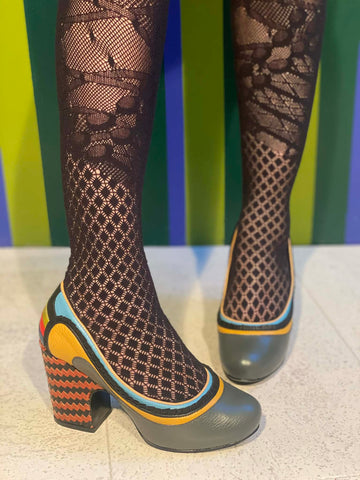 Grey with multi colored details