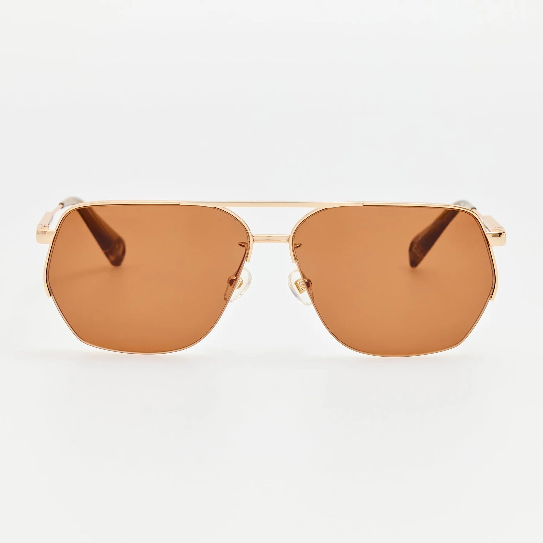 Jacquemus Aviador sunglasses in matt gold with brown lenses, front view