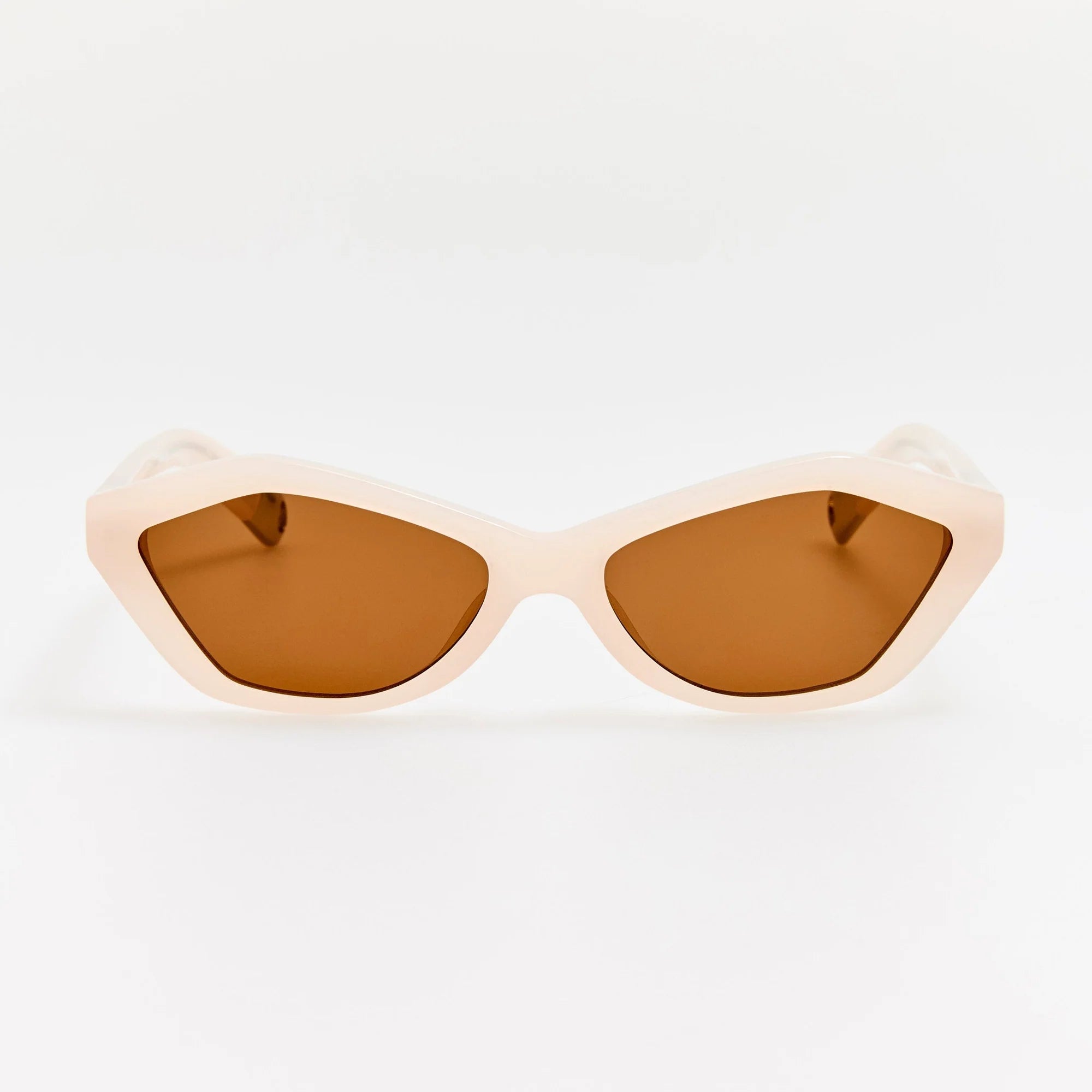 Jacquemus Bambino sunglasses in pearl acetate with chocolate-brown lenses, front view