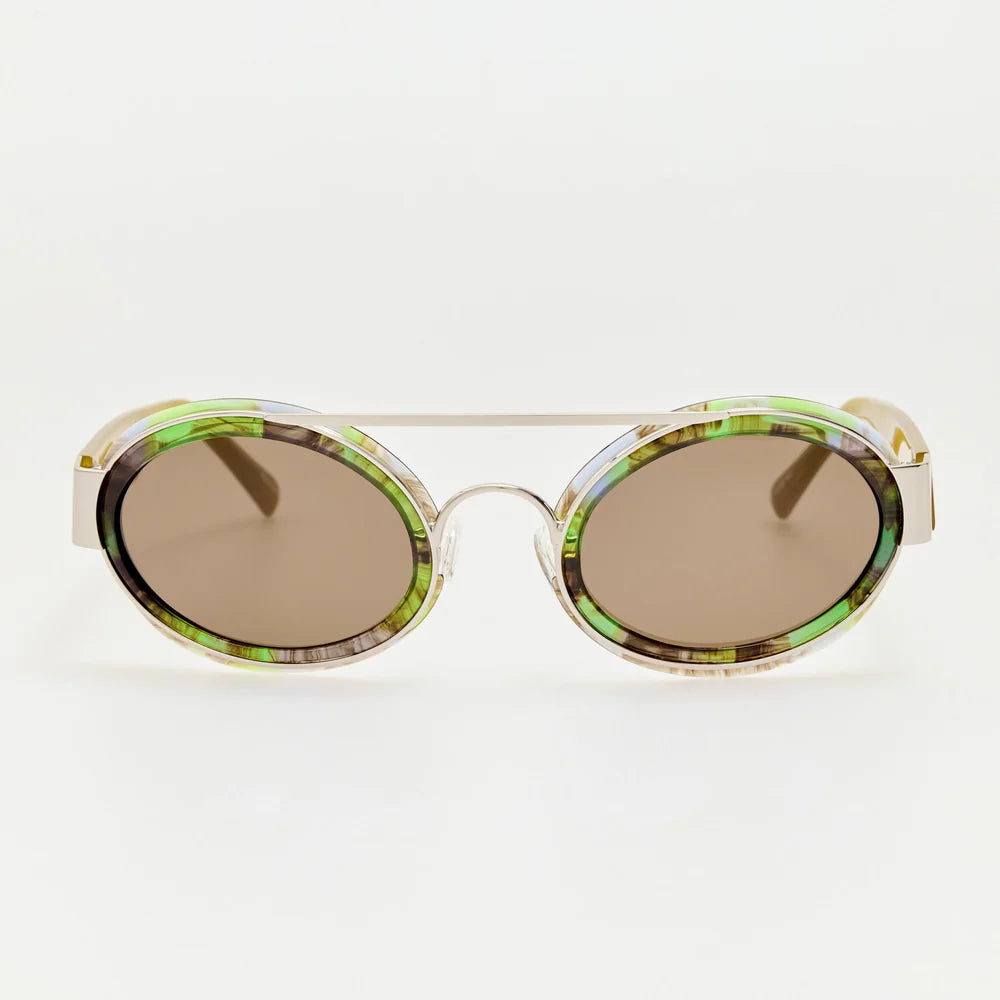 Dries Van Noten Cat-Eye Sunglasses – Malachite, Honey and Brown