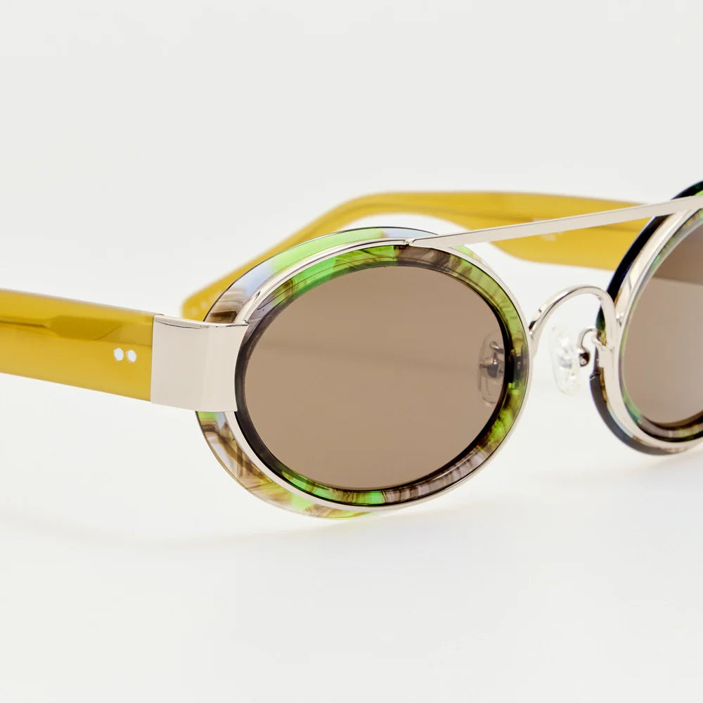 Dries Van Noten Cat-Eye Sunglasses – Malachite, Honey and Brown