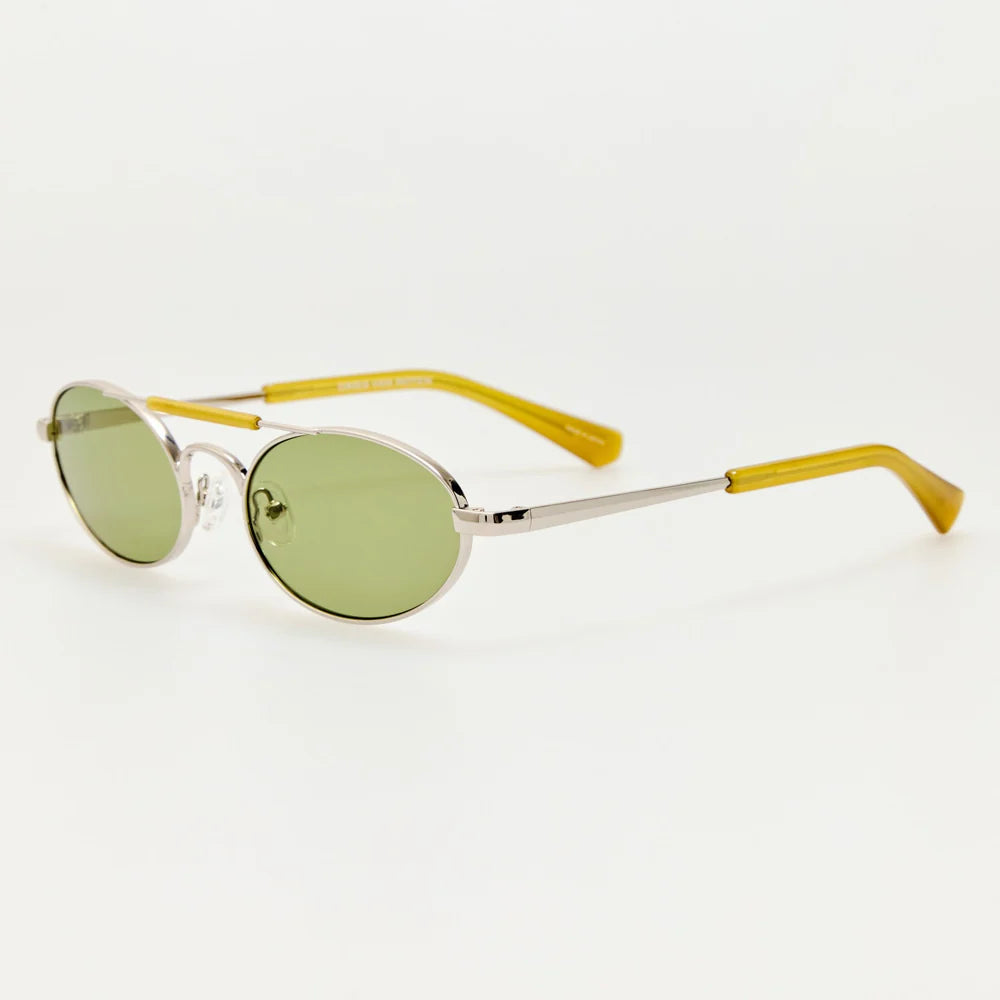 Dries Van Noten Oval Sunglasses – Silver and Green
