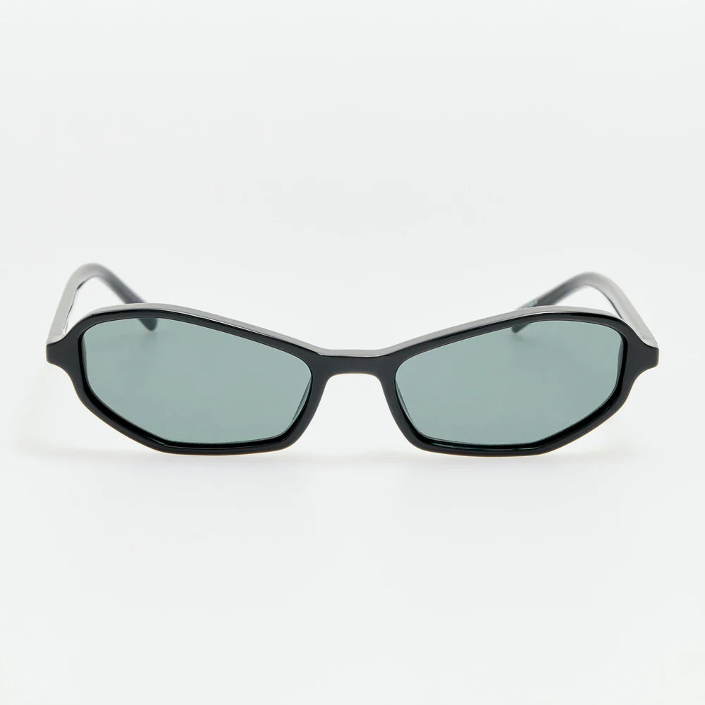 Jacquemus Pina angular sunglasses in black with grey lenses, front view