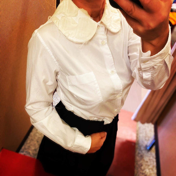 Round Collar shirt with emboidery collar