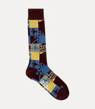 Vivienne Westwood Buffalo orb check sock Multicolored Burgundy/Blue/Yellow