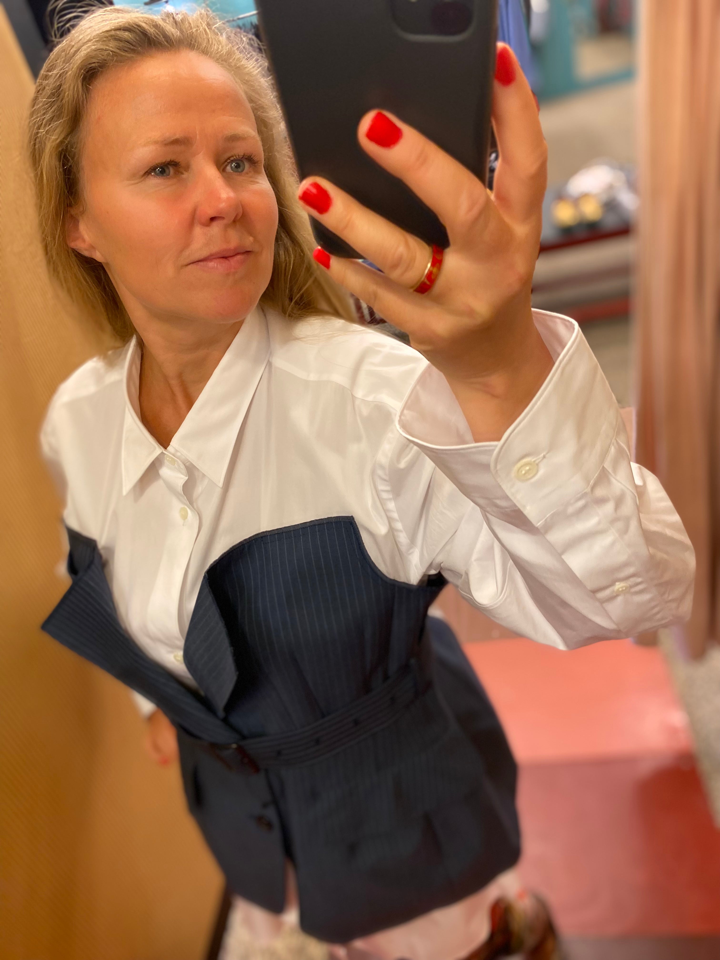 Vest shirt // white blue stripe