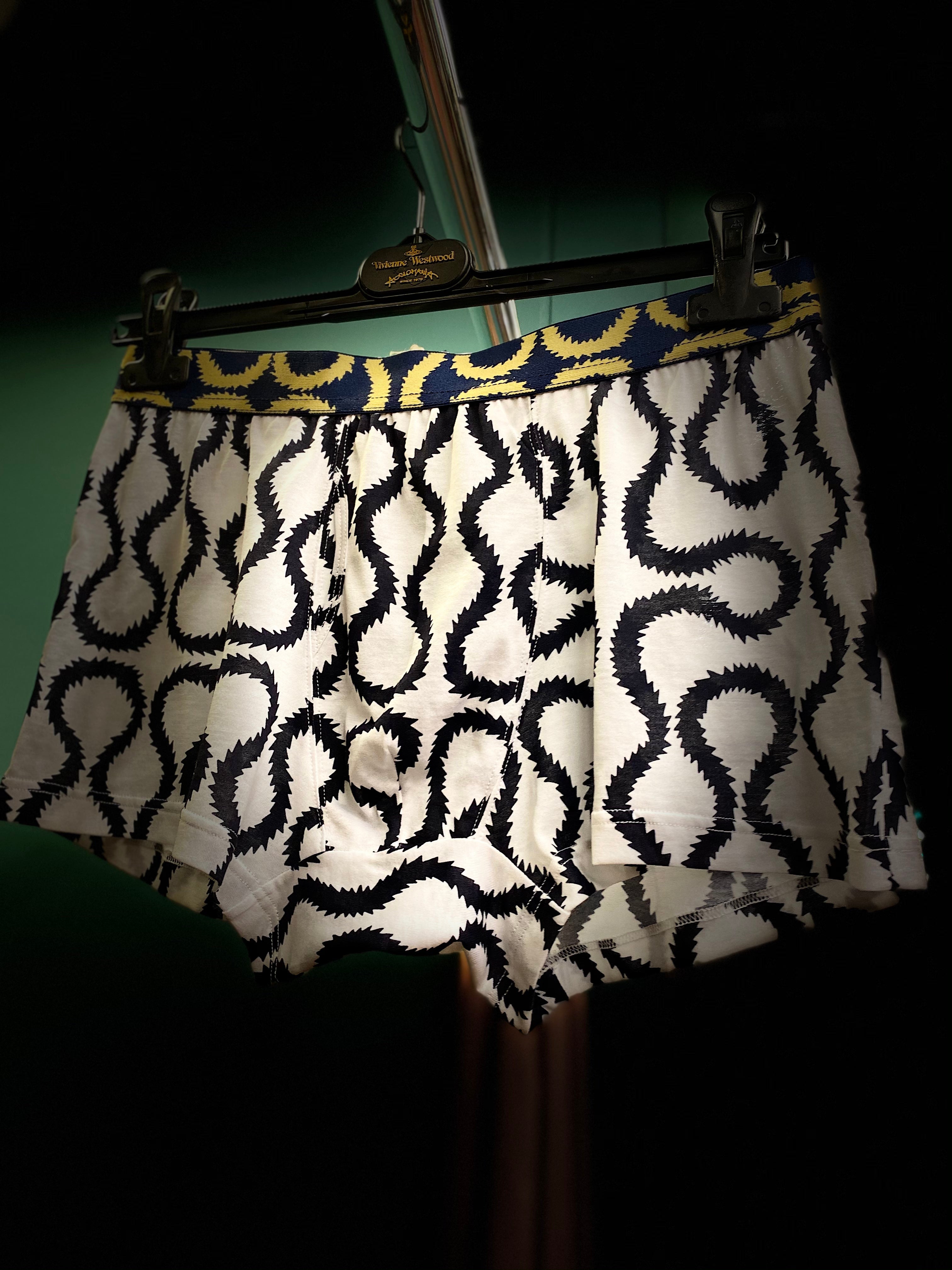 SQUIGGLE JERSEY BOXER - White/Blue
