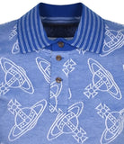 POLO all over orb piquet / Blue with stripe collar