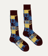 Vivienne Westwood Buffalo orb check sock Multicolored Burgundy/Blue/Yellow
