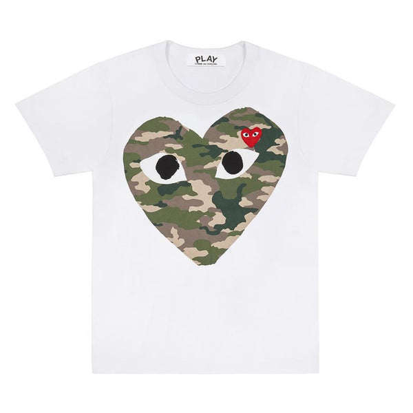 COMME DES GARÇONS PLAY White camouflage Heart t-shirt