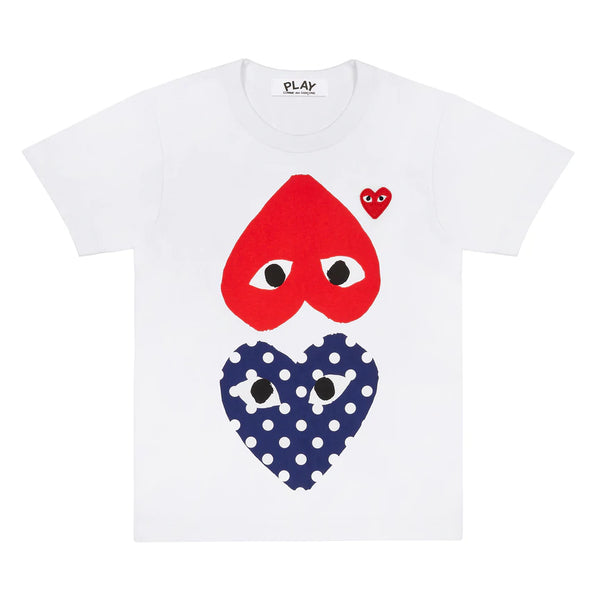 Play Comme des Garçons Polka Dot With Upside Down Heart T-Shirt (White)