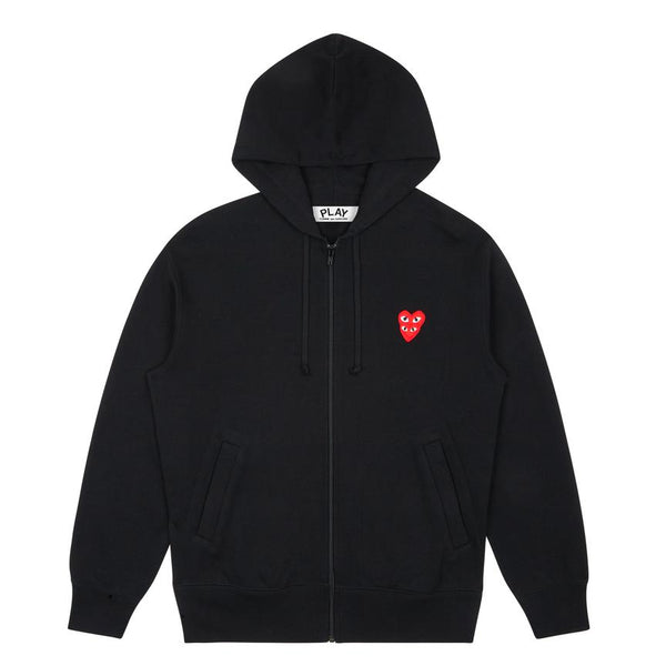 COMME DES GARÇONS PLAY Hooded sweatshirt with double heart Black