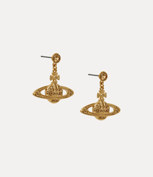 Mini bas relief drop earrings goldtone