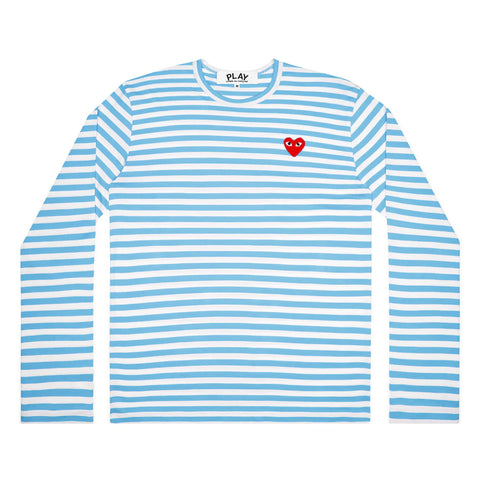 Play Comme des Garçons Light blue stripe with red heart