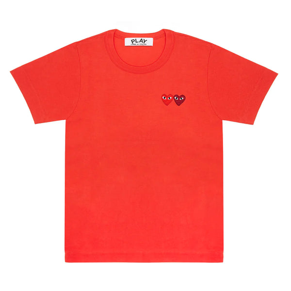 Play Comme des Garçons T-shirt Red with double heart
