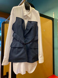 Vest shirt // white blue stripe
